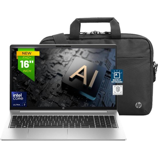HP ProBook 460 G11 Business Laptop Intel® Core™ Ultra 7 155U, 16 GB DDR5, 512 GB SSD 16" WUXGA (1920 x 1200), IPS, w/ Renew Business 17.3-inch Bag - Pike Sliver